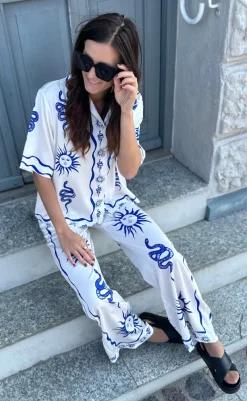 Discount Bluse - Kealy - Chana Blue Print Bluser