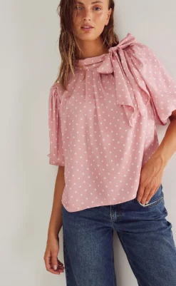 Hot Bluse - Kesha - Carmine Blush Print Bluser