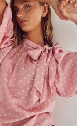 Hot Bluse - Kesha - Carmine Blush Print Bluser