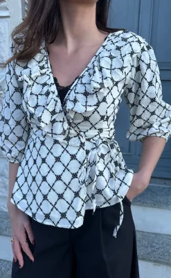 Sale Bluse - Kolina - Ivory Black Bluser