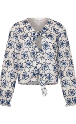 Clearance Bluse - Krisina - White Blue Combo Bluser