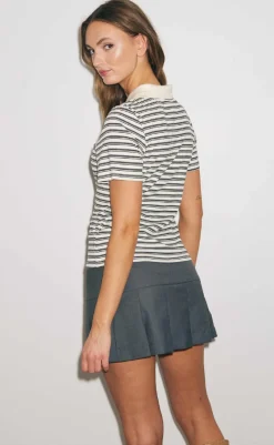 New Bluse - Leyna - Sugar Grey Stripe Bluser