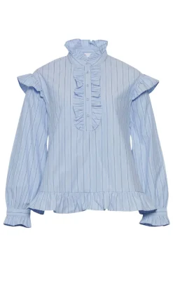 Hot Bluse - Sally - Light Blue Stripe Bluser