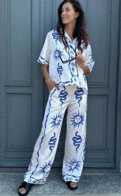 Hot Bukser - Kimona - Chana Blue Print Bukser & Jeans