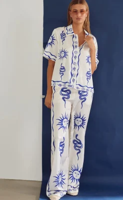 Hot Bukser - Kimona - Chana Blue Print Bukser & Jeans