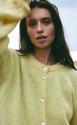 Sale Cardigan - Kae - Light Yellow Striktrøjer & Sweat|Cardigans
