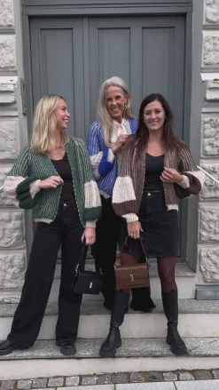 Sale Cardigan - Liana - Beige/Bottle Green Striktrøjer & Sweat|Cardigans