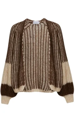 Clearance Cardigan - Liana - Beige/Brown Striktrøjer & Sweat|Cardigans