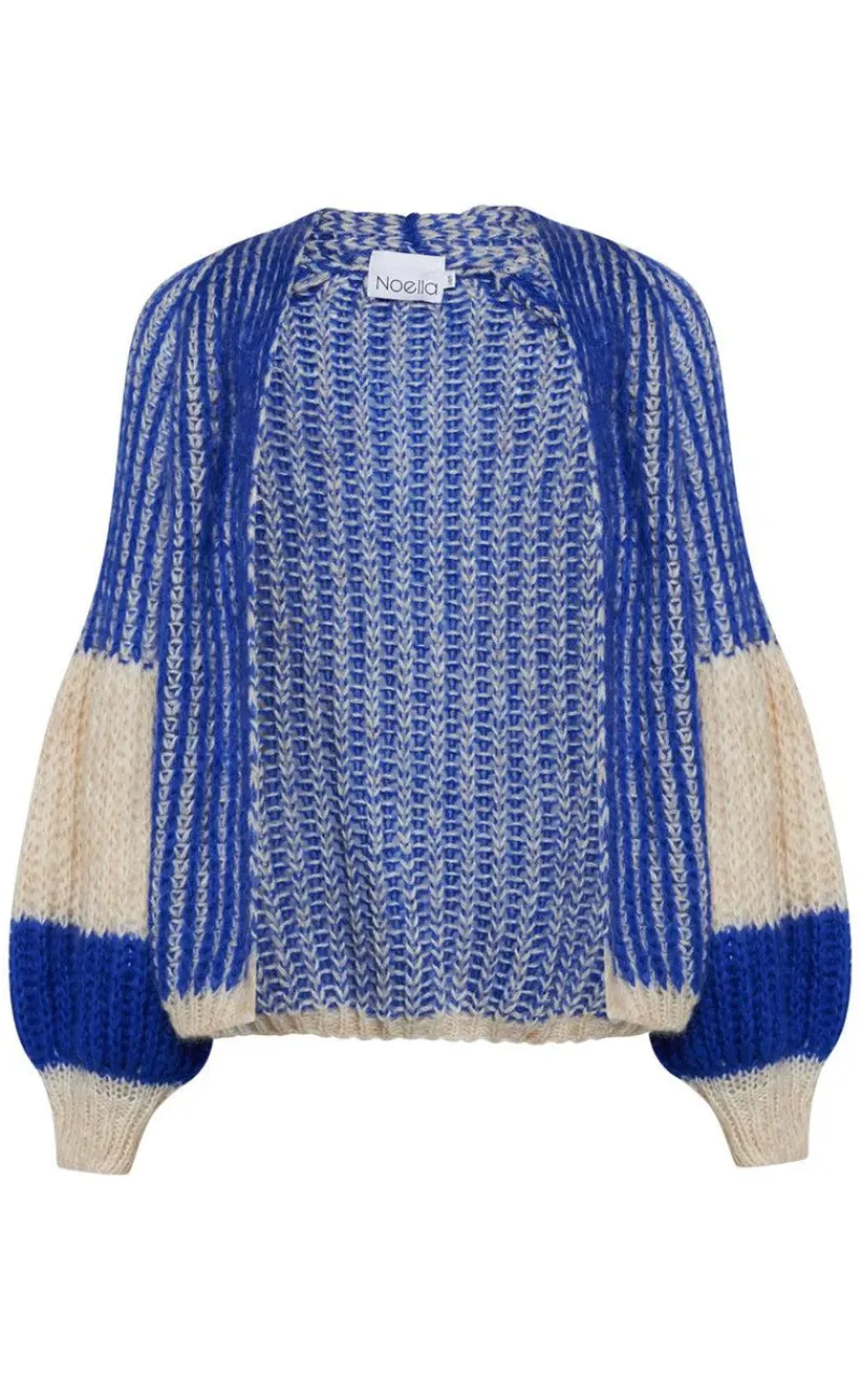 Hot Cardigan - Liana - Cream/Cobalt Blue Striktrøjer & Sweat|Cardigans