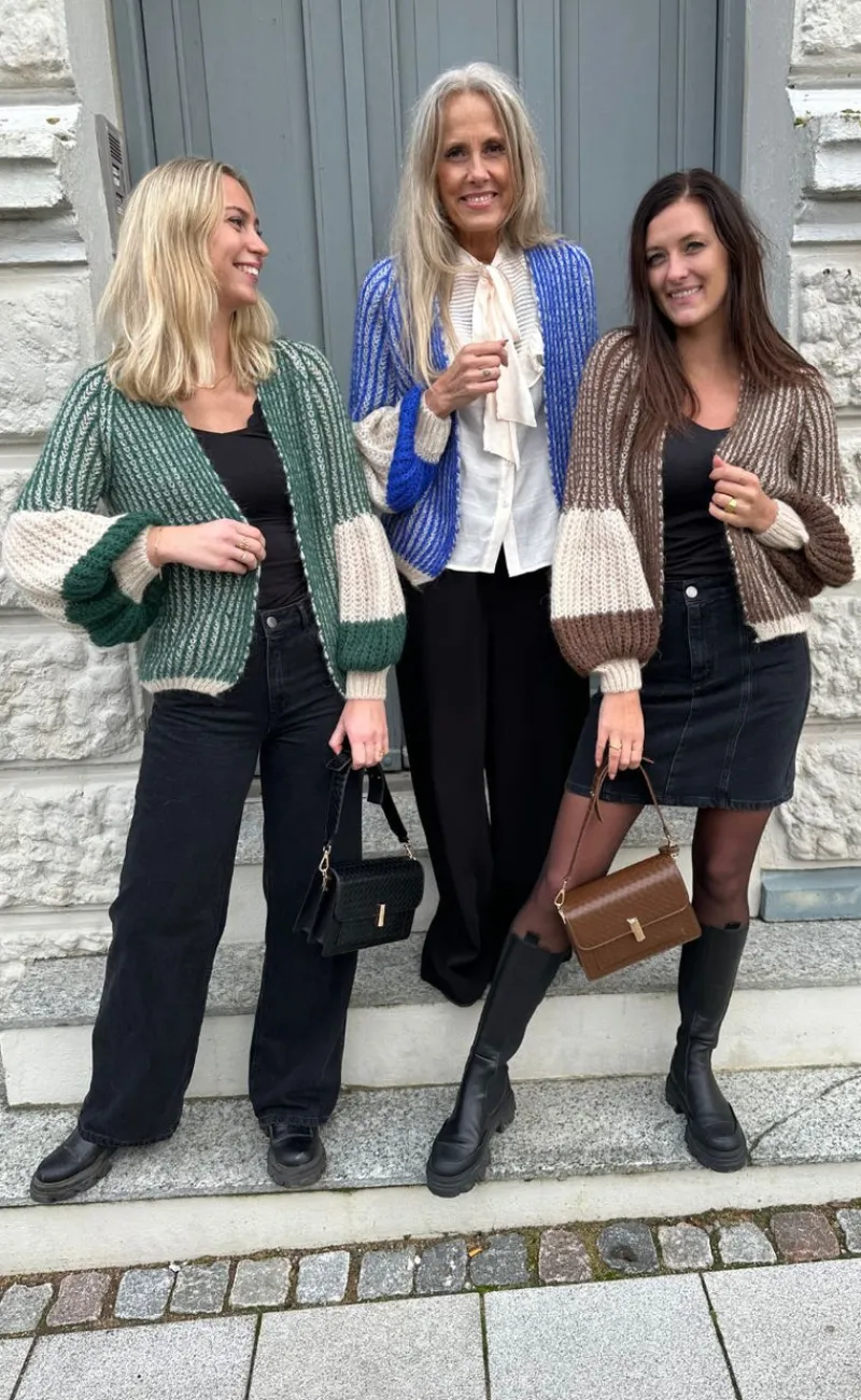 Hot Cardigan - Liana - Cream/Cobalt Blue Striktrøjer & Sweat|Cardigans