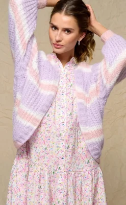 Sale Cardigan - Vera -  Lilac/Rose/White Mix Striktrøjer & Sweat|Cardigans