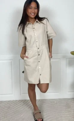 New Kjole - Benita - Beige/White Kjoler