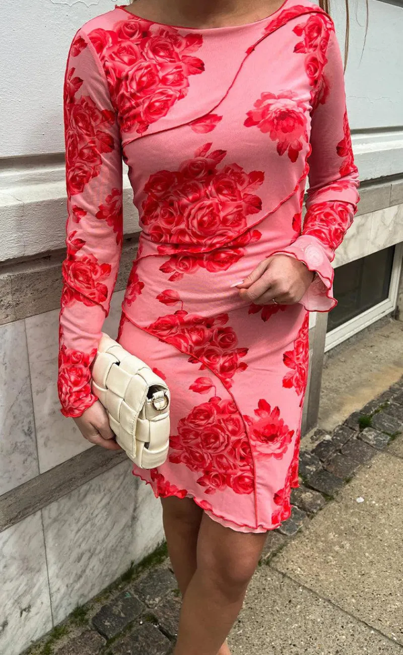 Outlet Kjole - Joanna - Rose Print Kjoler