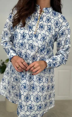 Sale Kjole - Karene - White Blue Combo Kjoler