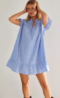 Online Kjole - Linnea - Blue Stripe Kjoler