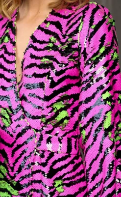 Sale Kjole - Pace Belt - Fuschia/Green Mix Kjoler