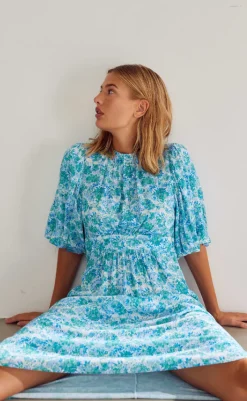 Clearance Kjole - Ruth - Cindy Blue Print Kjoler