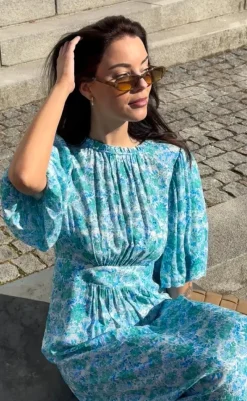 Clearance Kjole - Ruth - Cindy Blue Print Kjoler