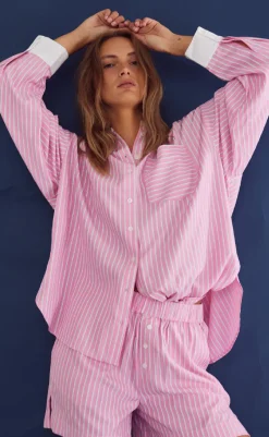 Discount Shorts - Lea - Carsyn Pink Stripe Shorts