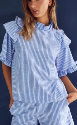 Online Shorts - Letty - Blue Stripe Shorts