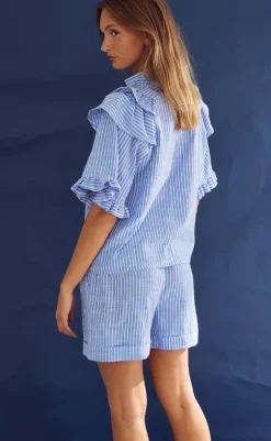 Online Shorts - Letty - Blue Stripe Shorts