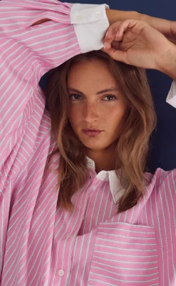 Skjorte - Lakelynn - Carsyn Pink Stripe Skjorter