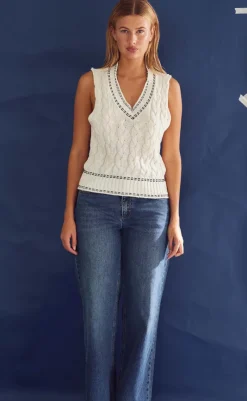 Clearance Vest- Gio Knit - Ivory Veste