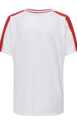 Online Bluse - Bella Sport V-Neck - Bright White/Move In Red Bluser