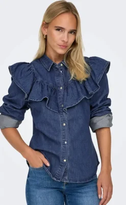Online Bluse - Indigo - Dark Blue Denim Bluser