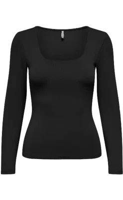 Bluse - Lea Deep 2 Ways - Black Bluser