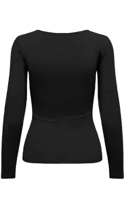 Bluse - Lea Deep 2 Ways - Black Bluser