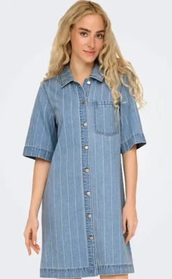 Kjole - Asta - Light Blue Denim Stripe Kjoler