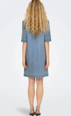 Kjole - Asta - Light Blue Denim Stripe Kjoler