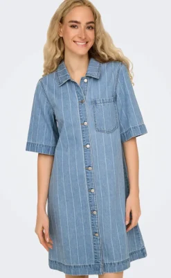 Kjole - Asta - Light Blue Denim Stripe Kjoler