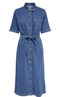 New Kjole - Lana SS Long - Medium Blue Denim Kjoler