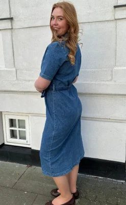 New Kjole - Lana SS Long - Medium Blue Denim Kjoler