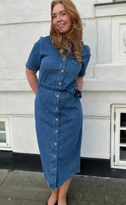 New Kjole - Lana SS Long - Medium Blue Denim Kjoler
