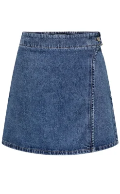 New Nederdel - Thea Wrap Short - Medium Blue Denim Nederdele