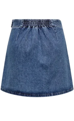 New Nederdel - Thea Wrap Short - Medium Blue Denim Nederdele