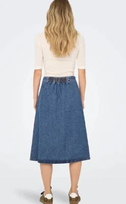 Clearance Nederdel - Thea Wrap Midi - Medium Blue Denim Nederdele