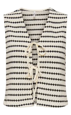 Discount Vest - Eva Stripe - Cloud Dancer/Black Veste