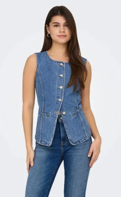 Online Vest - Giulina - Medium Blue Denim Veste