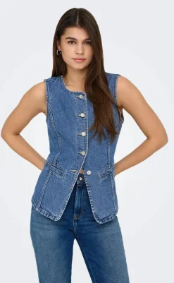 Online Vest - Giulina - Medium Blue Denim Veste