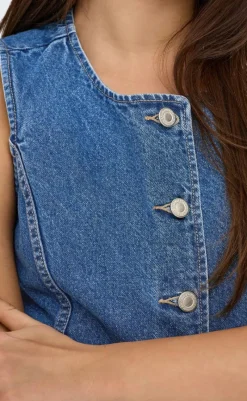 Online Vest - Giulina - Medium Blue Denim Veste