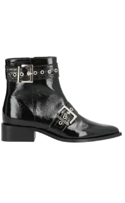 Discount Støvler - Justified P - Black Leather Patent Støvler