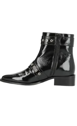 Discount Støvler - Justified P - Black Leather Patent Støvler