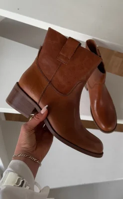 Discount Støvler - Martina Low - Leather Cognac Støvler
