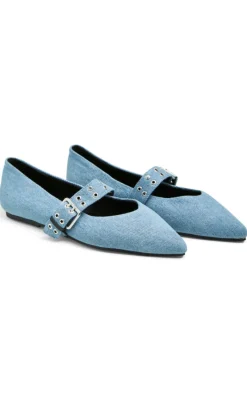 Hot Ballerina - Saga Buckle - Medium Blue Denim Loafers & Ballerinaer