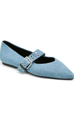 Hot Ballerina - Saga Buckle - Medium Blue Denim Loafers & Ballerinaer