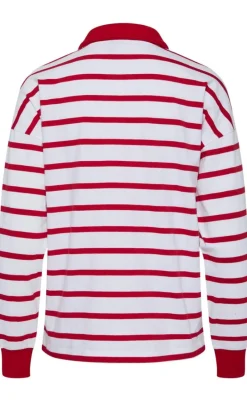 Clearance Bluse - Amilie - Bright White w. High Risk Red Bluser